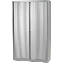 Roldeurkast hoog Bisley 120x43x198cm zilver 4 legborden