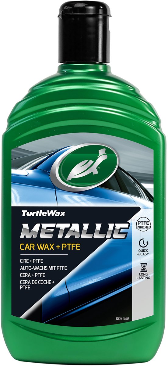 Turtle Wax metallic wax+ptfe - langdurige bescherming - waterafstotende eigenschappen - laat geen resten of strepen achter - 500ml