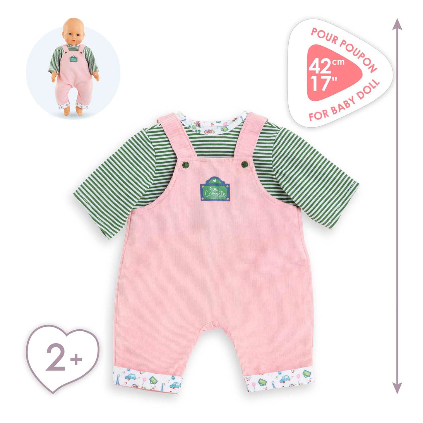 Corolle t-shirt en overall voor babypop, 42cm