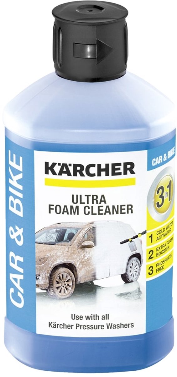 Kärcher ultra foam cleaner rm 615, 1 liter reinigingsmiddel plug 'n clean - hogedrukreiniger - 3-in-1 - fosfaatvrij en materiaalvriendelijk