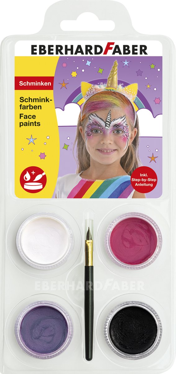 Eberhard Faber schminkset - eenhoorn - wit,roze, paars, zwart - ef-579023