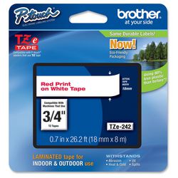 Labeltape Brother TZE242 Rood, wit 18mmx8m