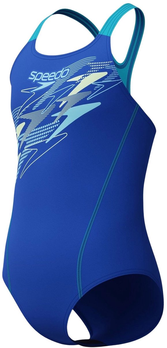 Speedo medley logo medalist meisjes sportbadpak - blauw paars