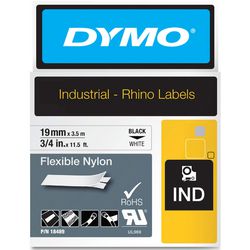 Nylontape Dymo Rhino Zwart, wit 19mm x 3,5m