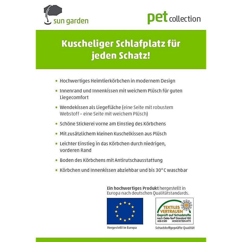 Sun Garden luxe hondenmand lucky + kussen 59x67x20cm grijs
