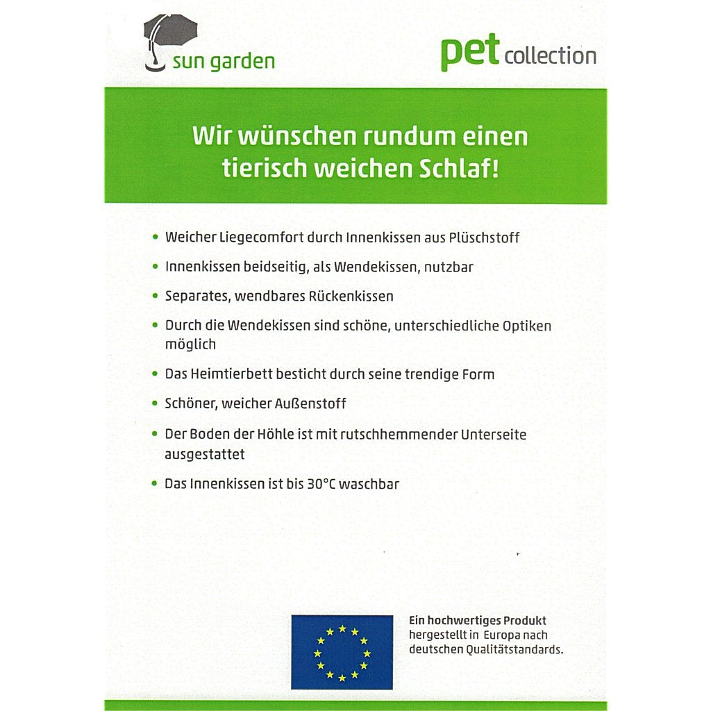 Sun Garden filou luxe honden- en kattenbed 42x45x41cm grijs