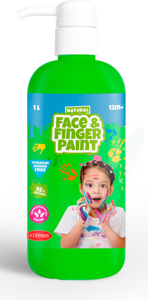 Natural Face Fingerpaint fles met pompje - groen, 1l - schmink