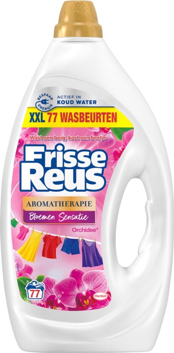 Frisse Reus gel orchidee wasmiddel – vloeibaar – gekleurde was – grootverpakking – 77 wasbeurten