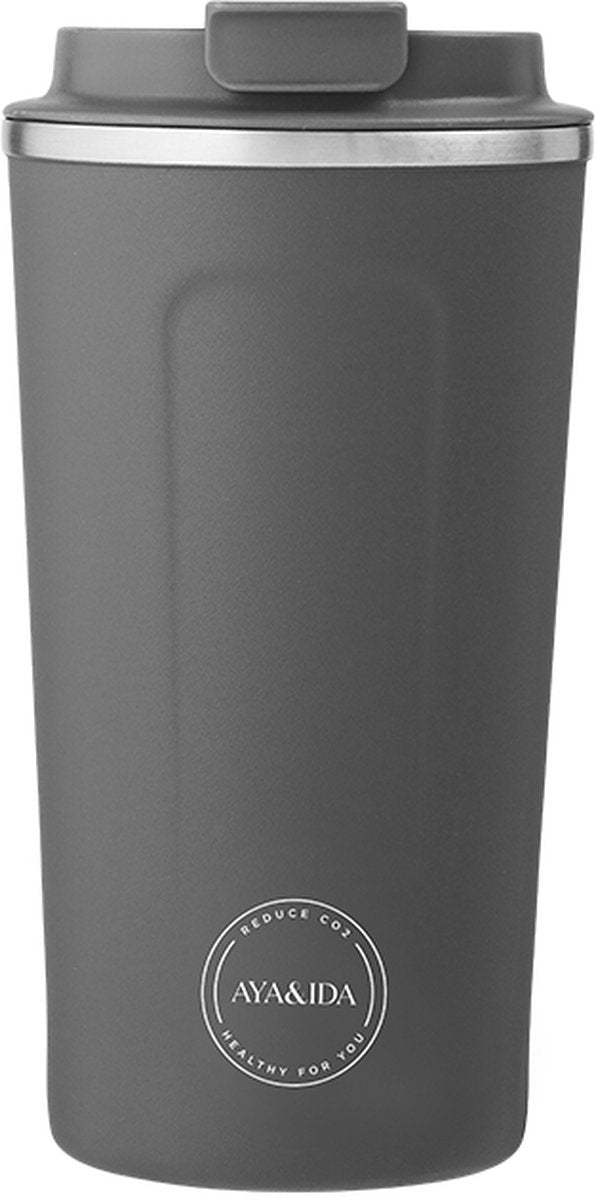Aya Ida Aya ida - cup2go - thermosbeker - koffiebeker - coffee to go - reisbeker - meenemen - 500ml - dark grey