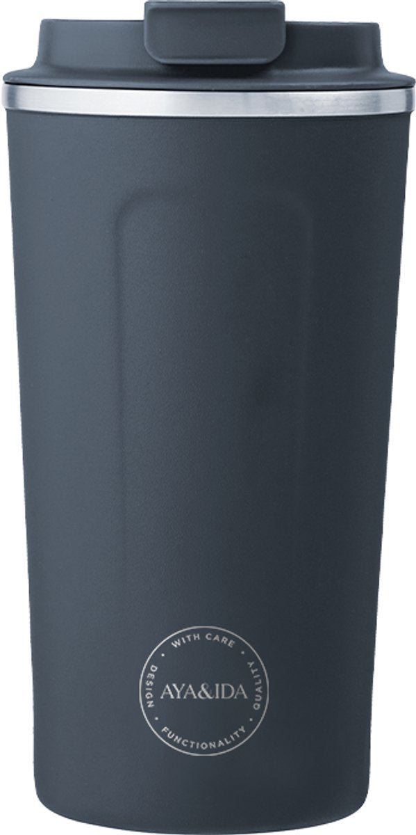 Aya Ida Aya ida - cup2go - koffiebeker - coffee to go - reisbeker - meenemen - 500ml - navy nieuw!