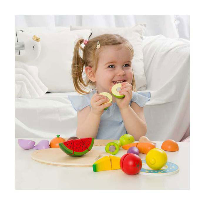 Classic World houten snijfruit met snijplank, 17dlg.