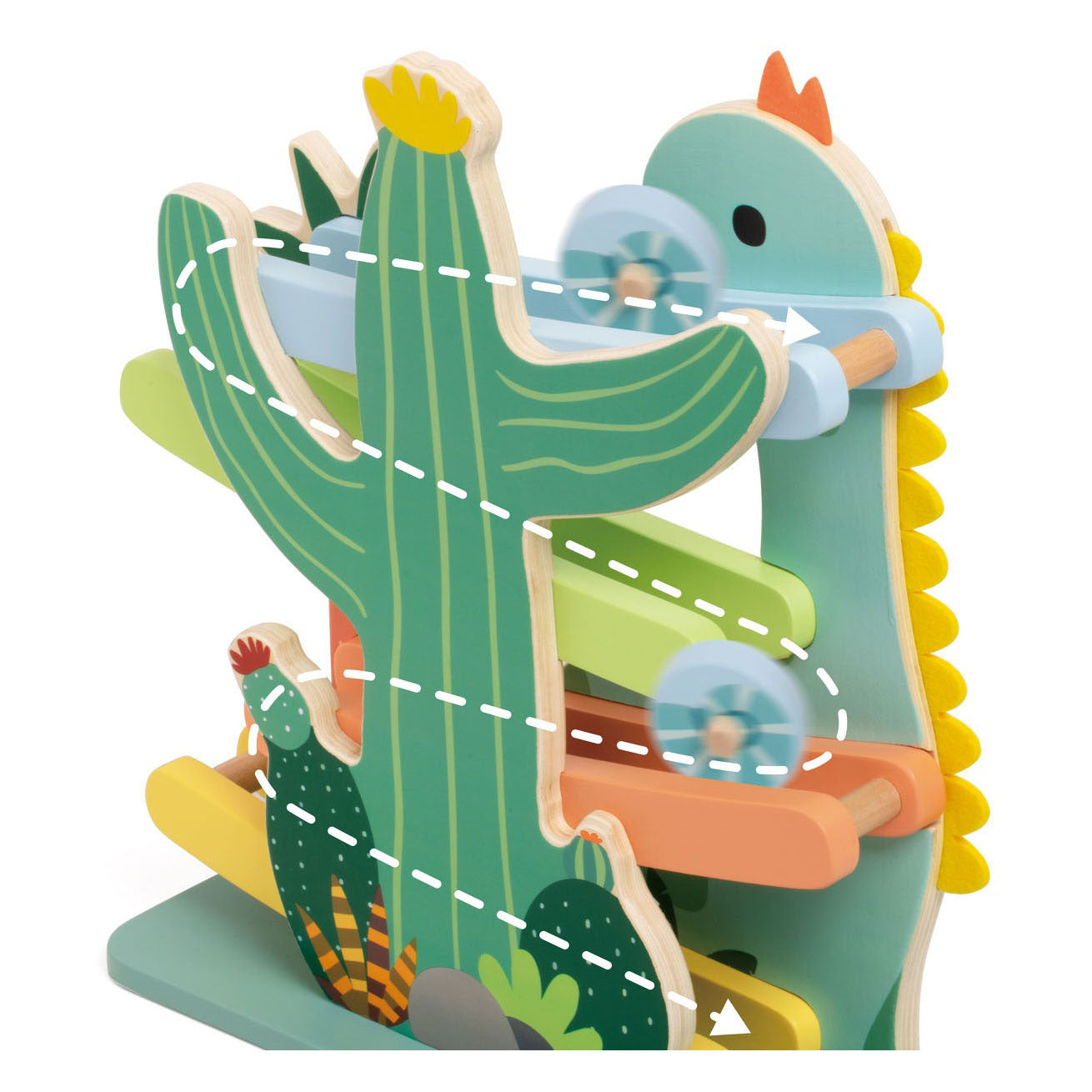 Classic World houten ballenbaan dinosaurus, 4dlg.
