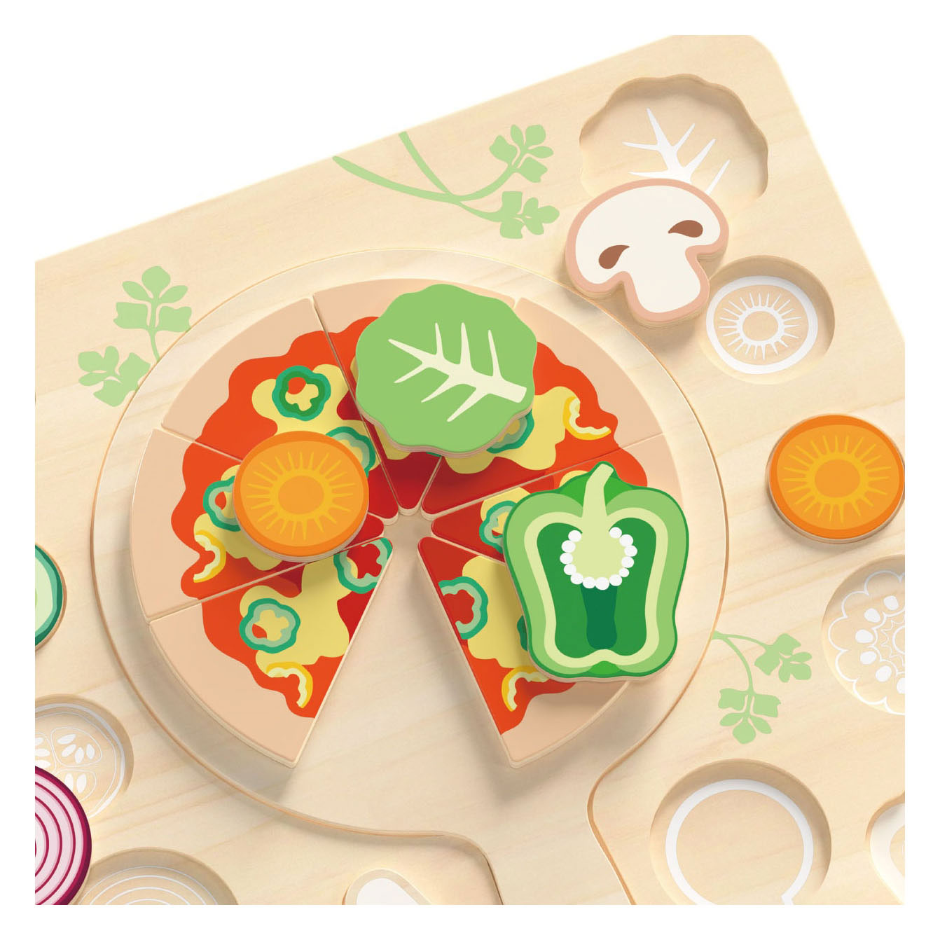 Classic World houten vormenpuzzel pizza, 22st.
