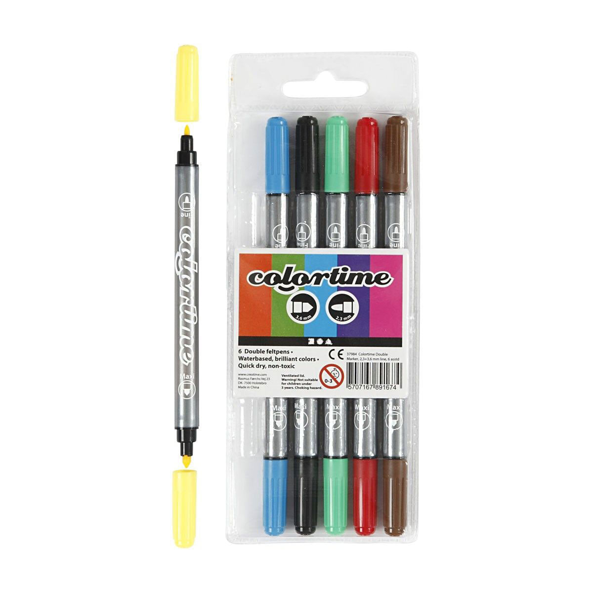 Creativ Company Dubbelzijdige stiften - basiskleuren, 6st.