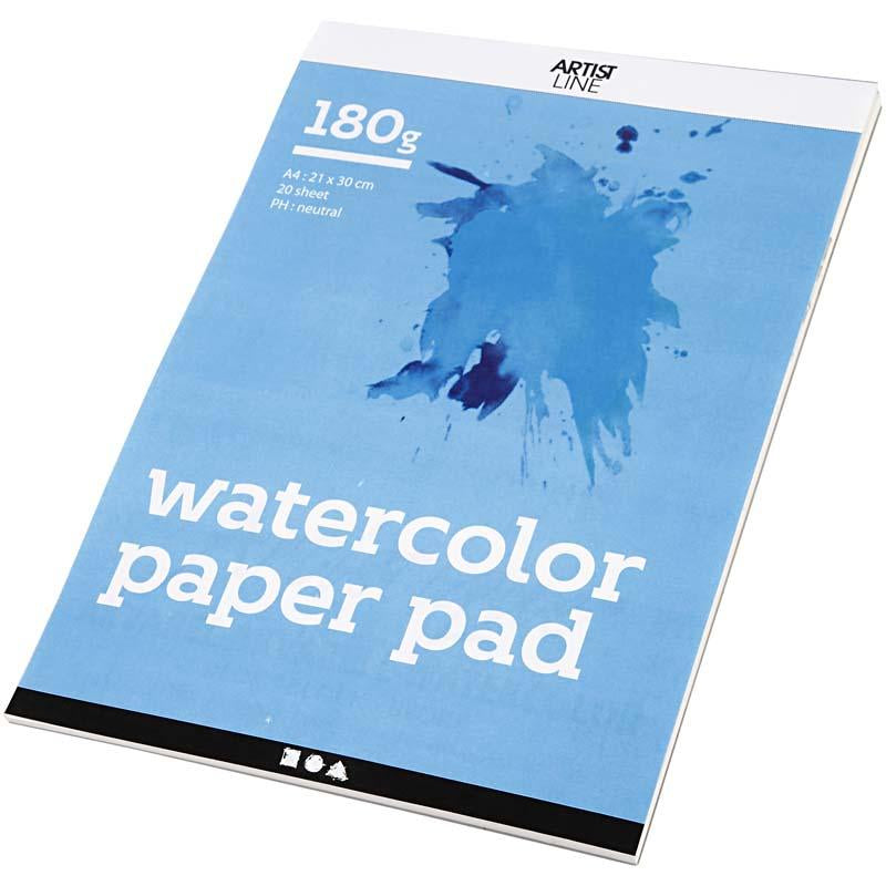 Creativ Company Aquarelblok wit a4 180gr, 20 vellen