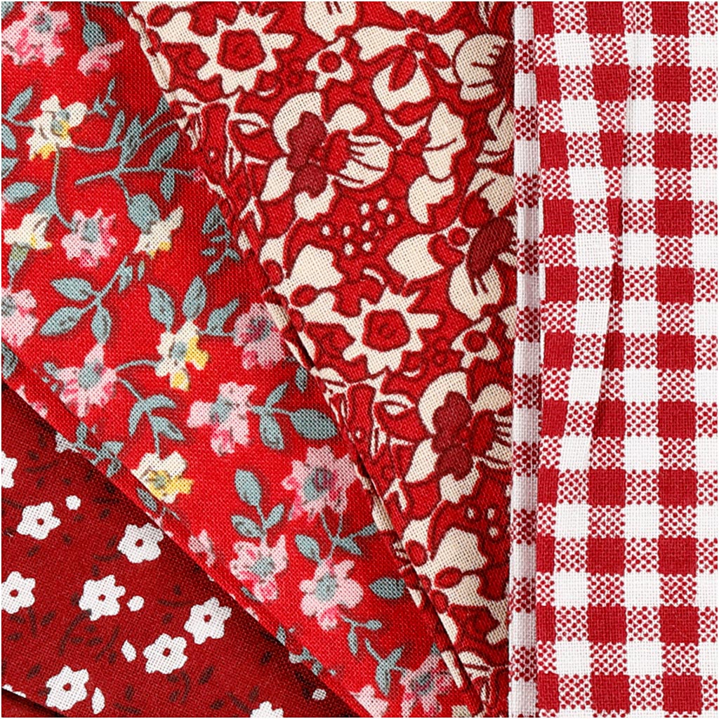 Creativ Company Patchwork stof rood 45x55cm, 4st.