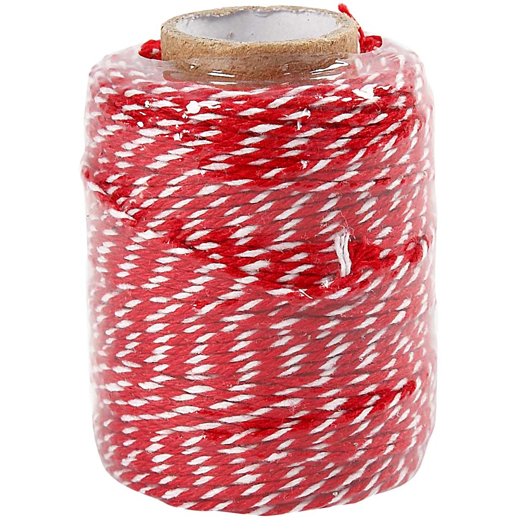 Creativ Company Katoenkoord rood wit, 50m