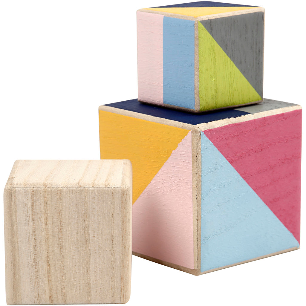 Creativ Company Houten kubussen, set van 3