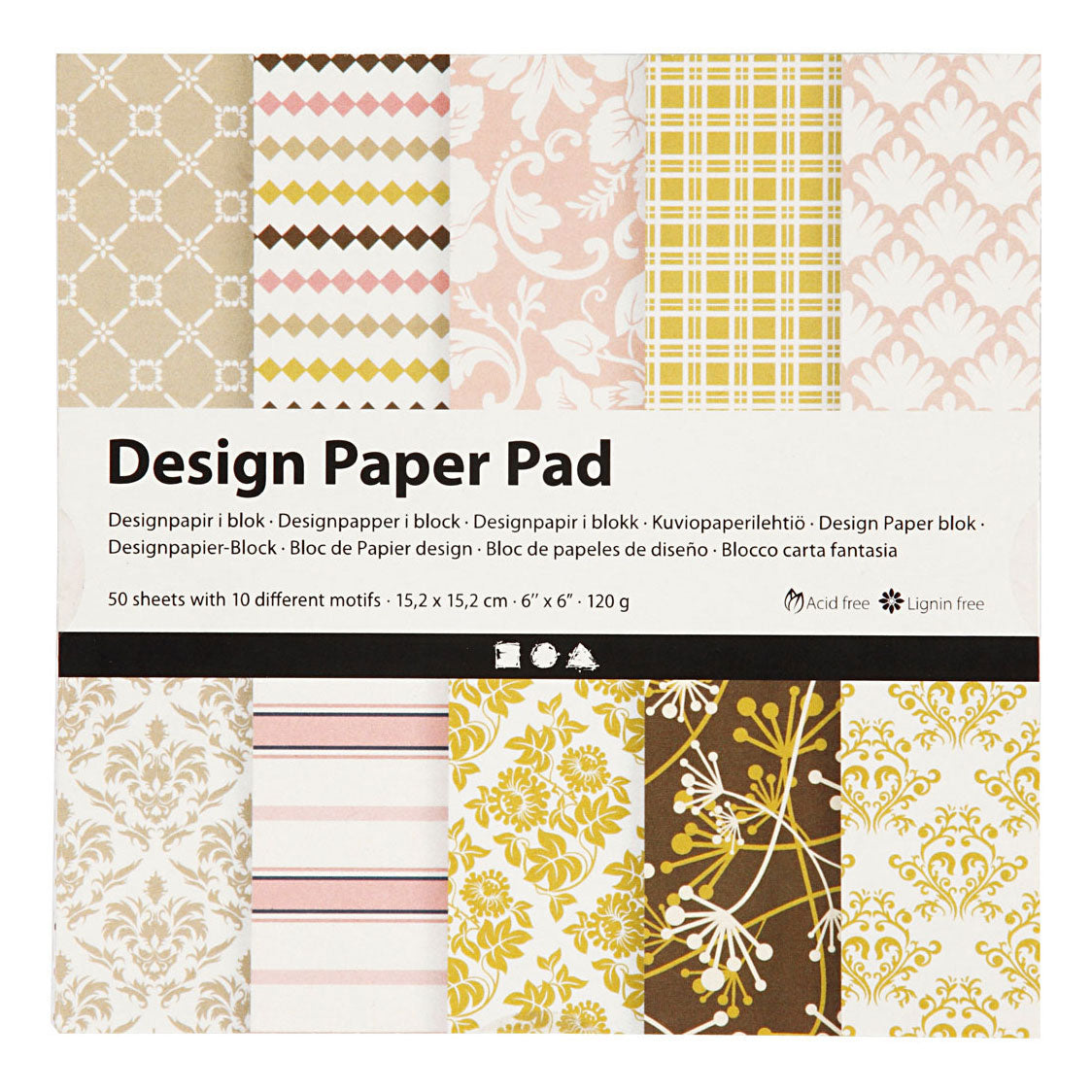 Creativ Company Design papierblok groen roze, 50 vellen
