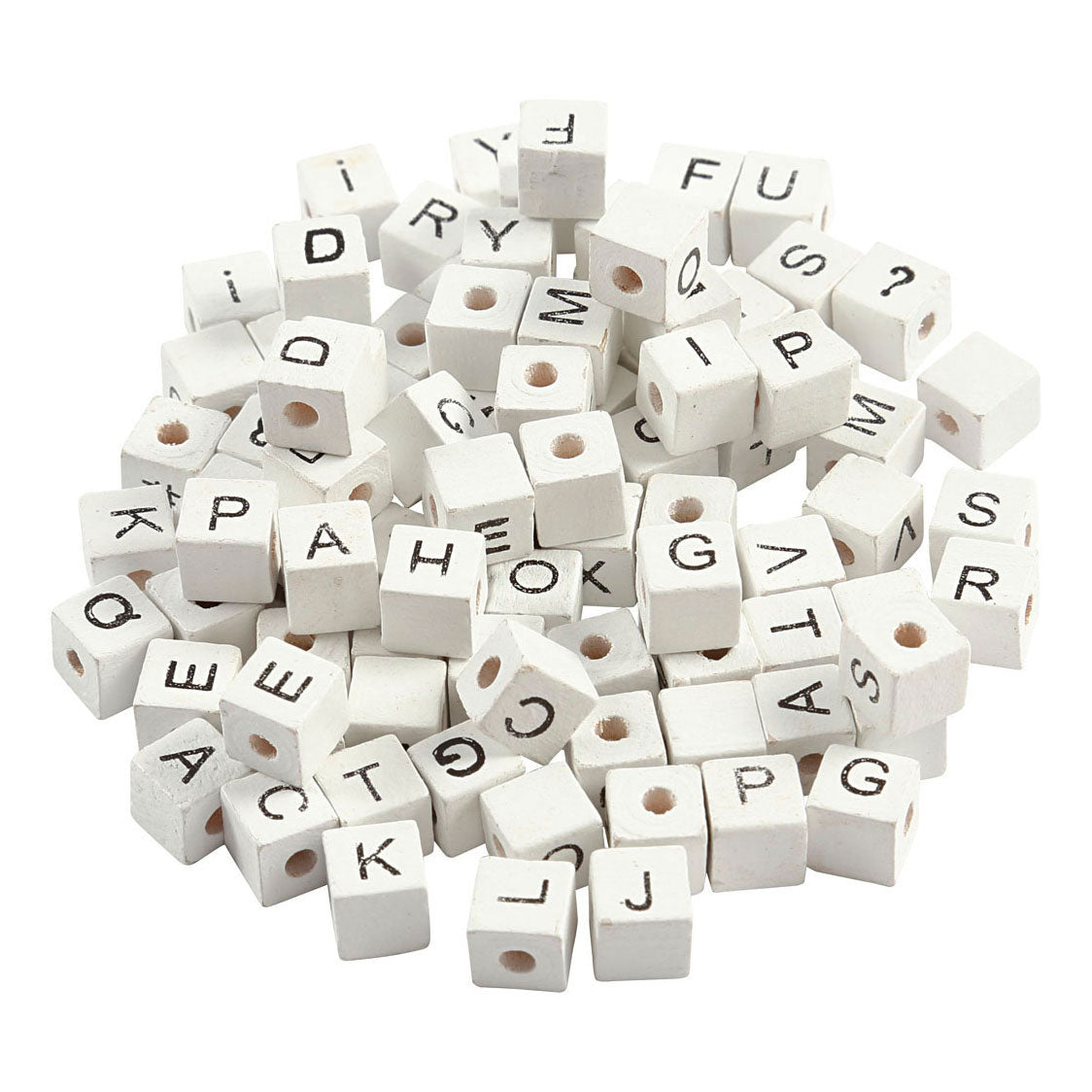 Creativ Company Houten letterkralen wit a-z, 750st.