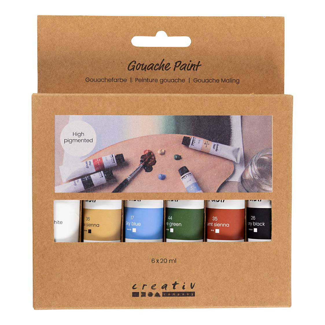 Creativ Company Gouacheverf natuurlijke kleuren - 6x20ml.