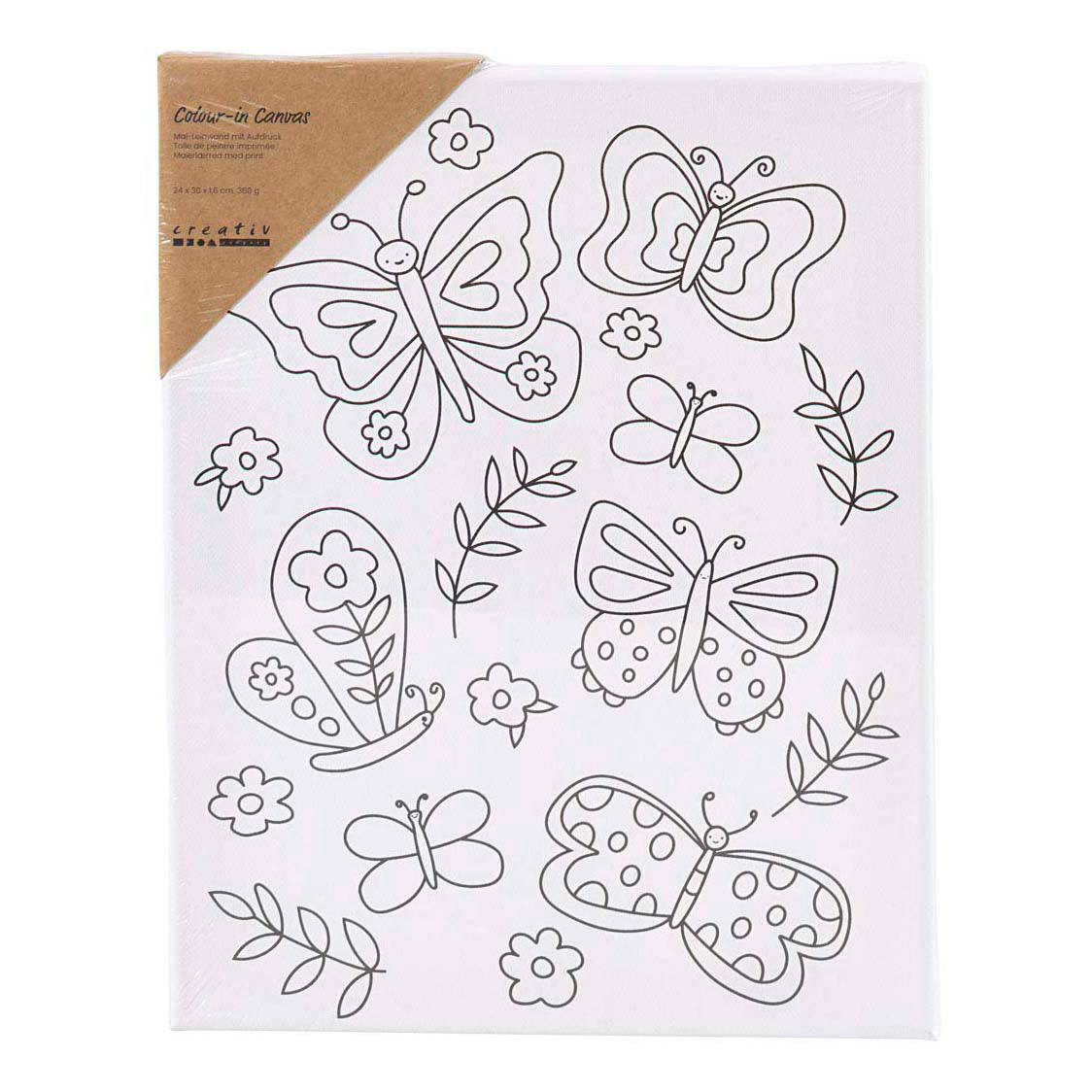 Creativ Company Schildercanvas met print vlinders - 24x30cm