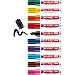 Marker permanent 500 Edding 2-7mm assorti schuine punt 10 stuk