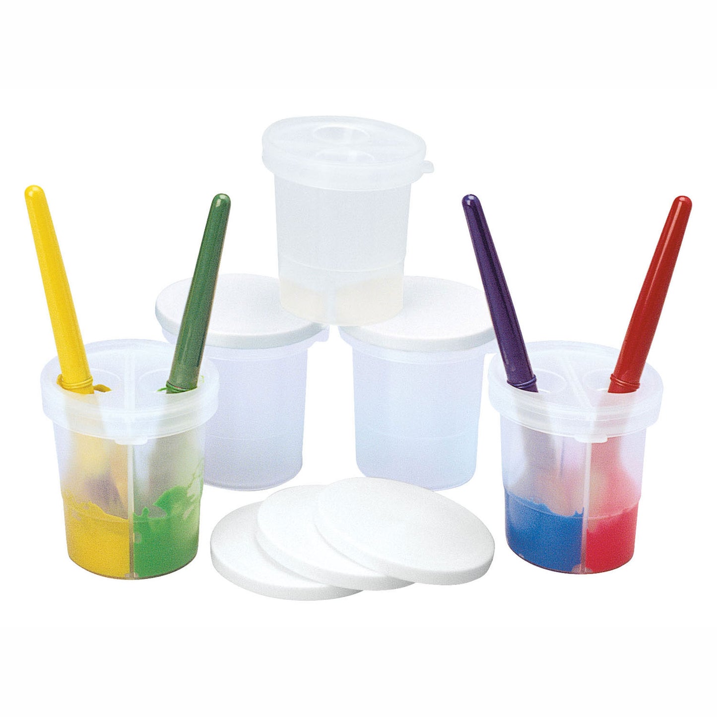 Colorations - verfbeker met deksel en 2 verdeelvakken, set van 5