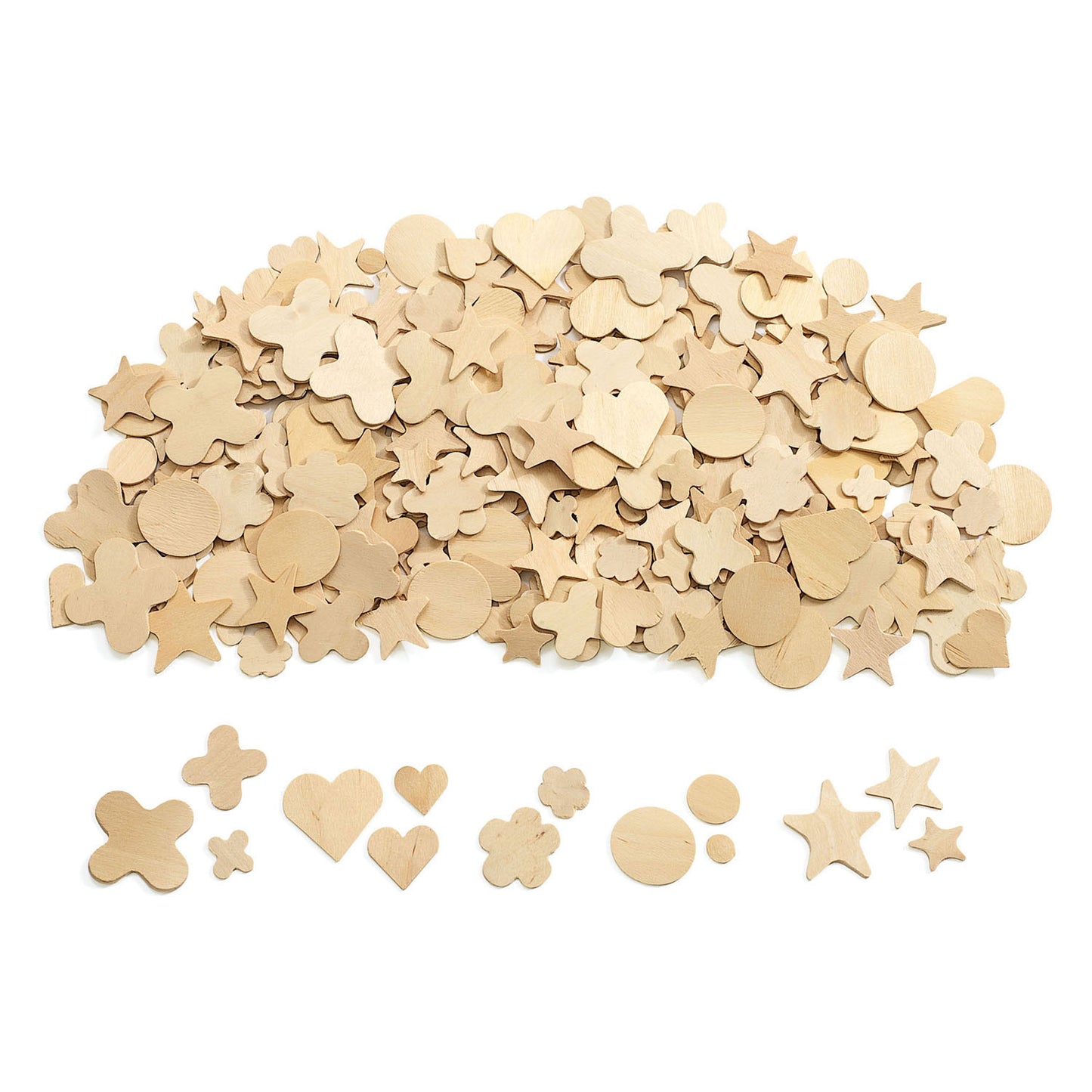 Colorations - natuurlijke houten vormen in 5 designs, 350st.