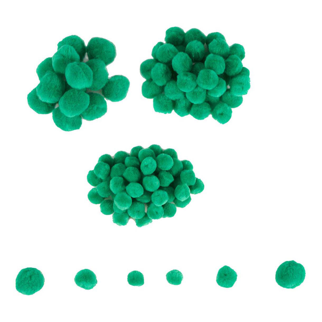 Colorations - mini pompons groen, 100st.