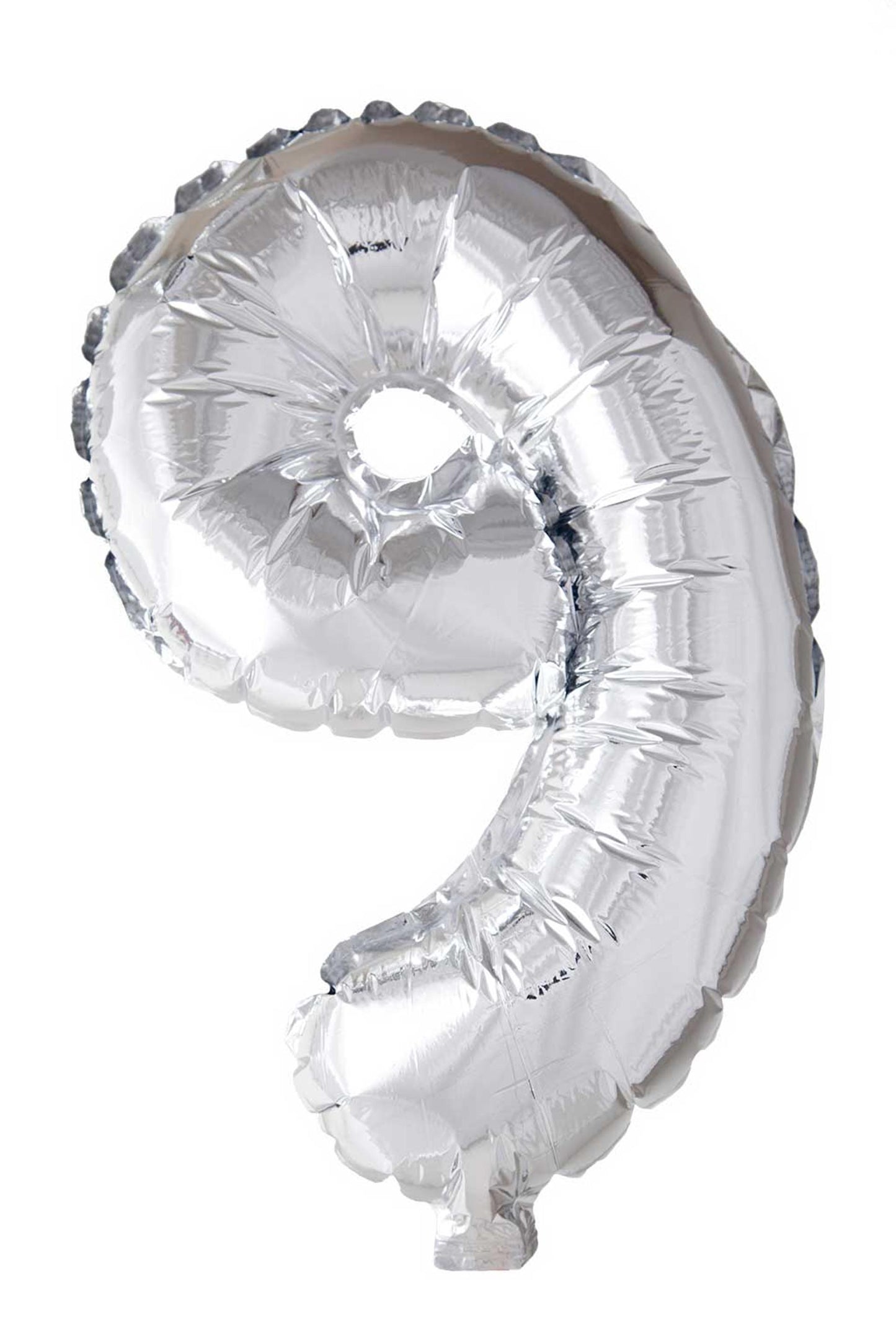 Globos Folie ballon nummer '9' zilver 40cm