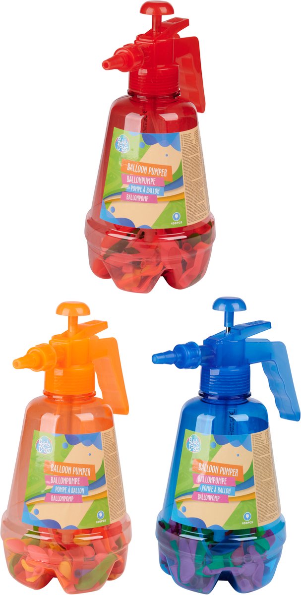 Eddy Toys ballonnenpomp met 100 ballonnen - handpomp - assorti - 1 willekeurige kleur