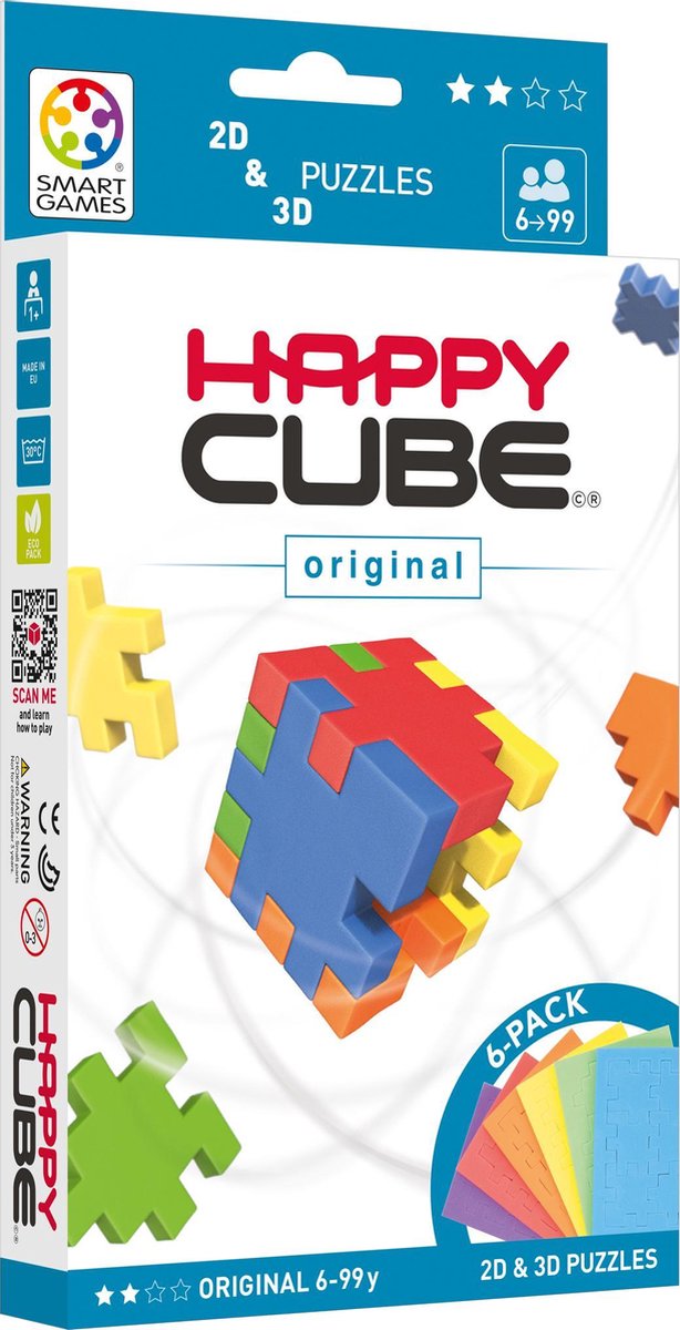 SmartGames - happy cube original - 6 puzzels - 3d