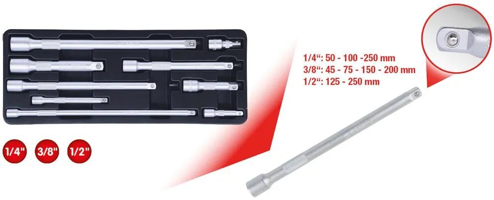 KS TOOLS verlängerungssatz extension set 9 pcs. ks-tools, 1 4 -3 8 -1 2
