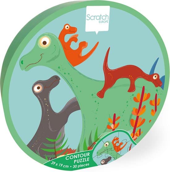 Dam Scratch puzzel 30 stukjes contour puzzel dinosaurus
