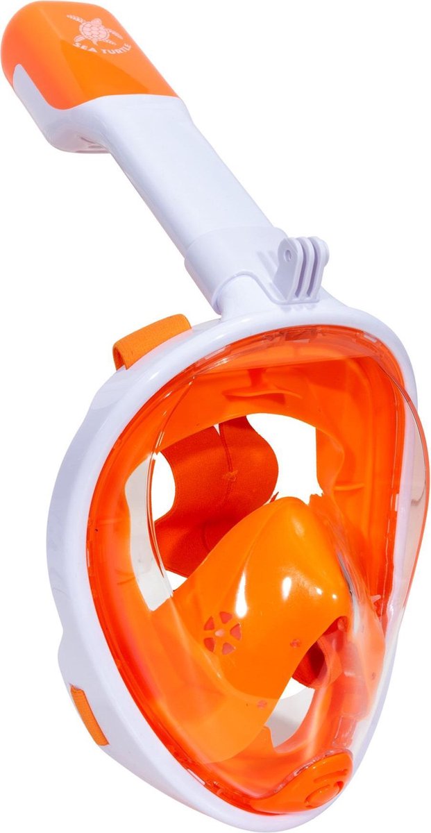 Sea Turtle snorkelmasker - snorkel - duikbril - snorkelset - full face masker - volwassenen - wit oranje - l xl