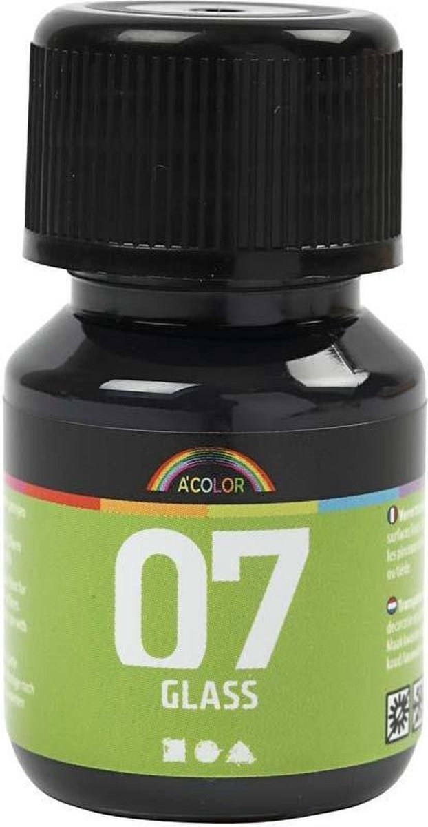 A-Color Glass Permanente glasverf - zwart, 30ml