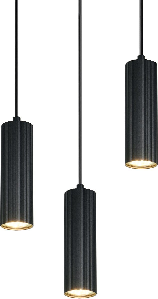 TRIO soka - hanglamp - zwart mat - excl. 3x gu10 5 w - plafondbevestiging - in hoogte verstelbaar