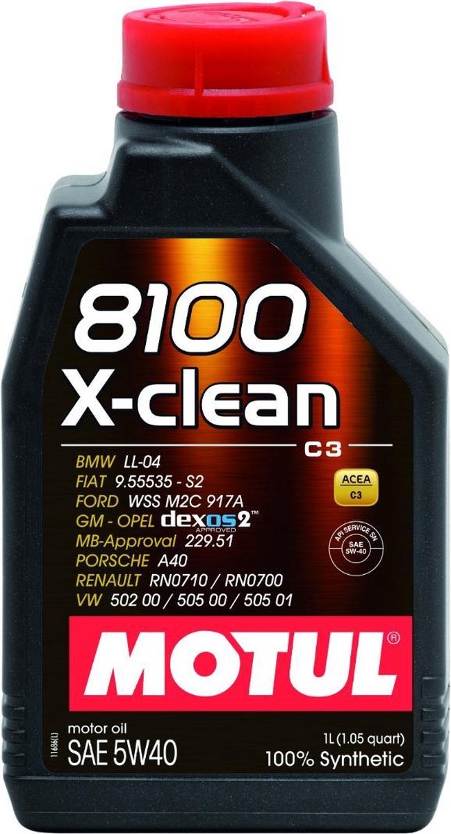 MOTUL 8100 x-clean 5w40 - 100% synthetisch smeermiddel - 1 liter