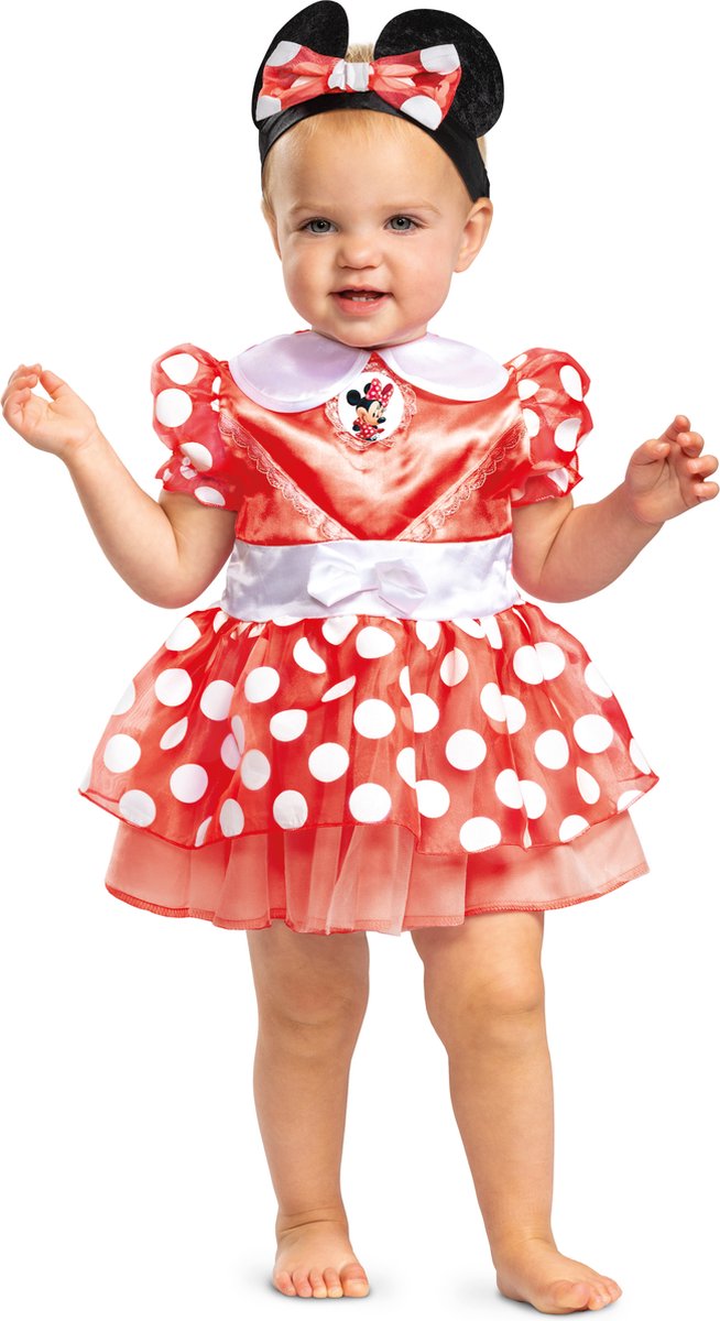 Disguise Disney baby, red minnie jurk classic zuigeling, maat (12-18 mths)