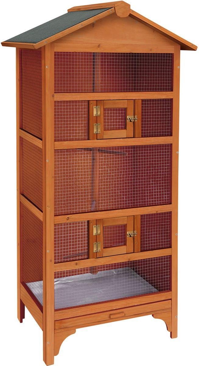 Flamingo Volière classic nevada bruin – houten volière voor buiten binnen – 78x57x157,5 cm – vogelkooi hout