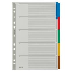 Tabbladen Leitz grijs A4 160g m² gekleurde tabs