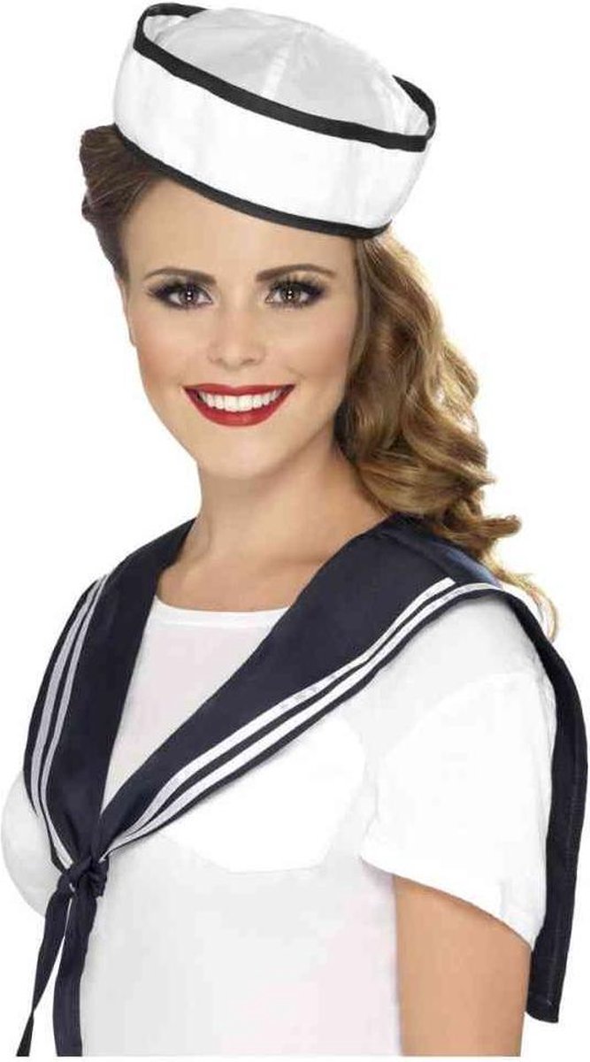 Smiffys Matroos matrozen carnaval verkleed setje - wit navy - verkleedkleding dames heren