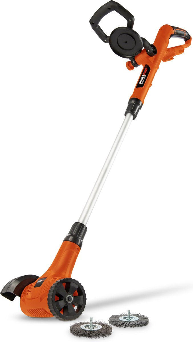 Powerplus Dual power telescopische accu onkruidverwijderaar powdpg8060 - onkruidtrekker van 20 v, zonder accu en lader, met nylon en staal borstel, tuingereedschap