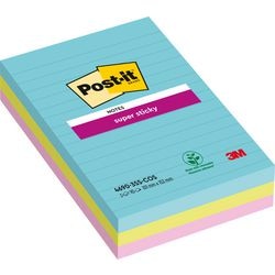 Notes Post-it Super Sticky 152x101mm assorti pak 3 stuks 90 vel