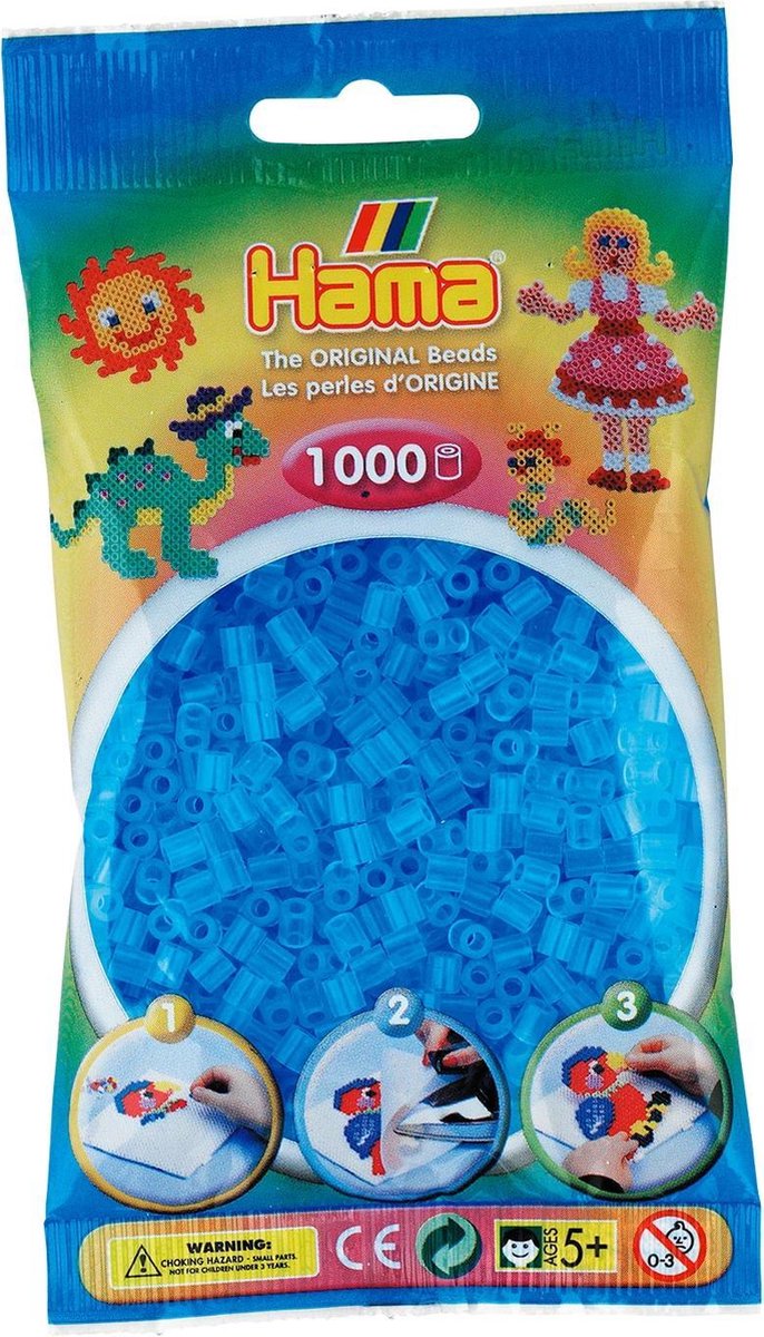 Hama Strijkkralen - 1000 stuks - blauw transparant