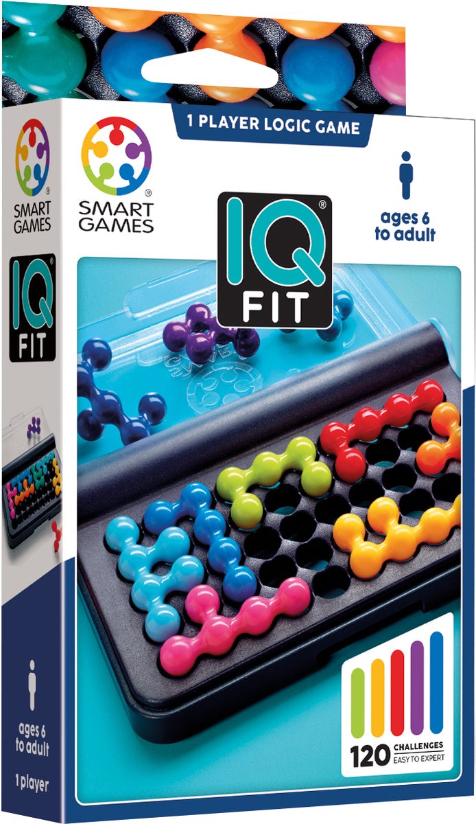 SmartGames iq fit - logisch denkspel reispuzzel - 120 opdrachten met 3d puzzelstukken - educatief solospel voor kinderen en volwassenen - vanaf 6 jaar