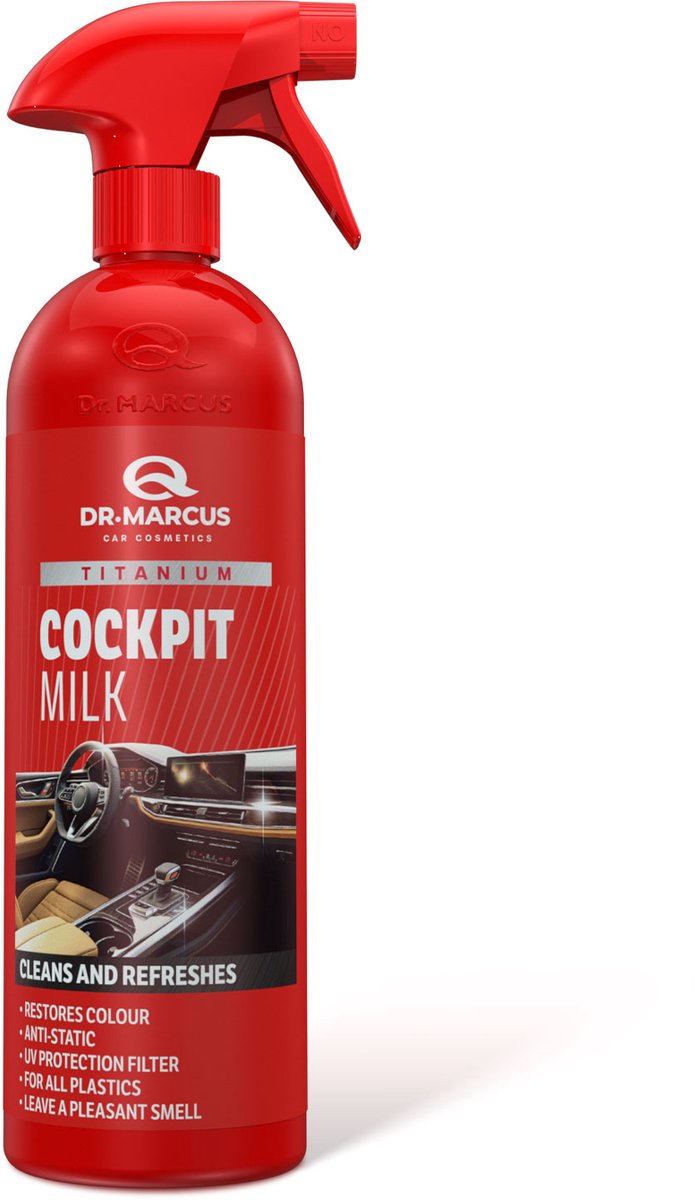 Dr. Marcus titanium line satin cockpit milk - 3 in 1 polijst, beschermt en verfrist - cockpit spray - cockpit reiniger voor alle kunststof oppervlakken - 750 ml