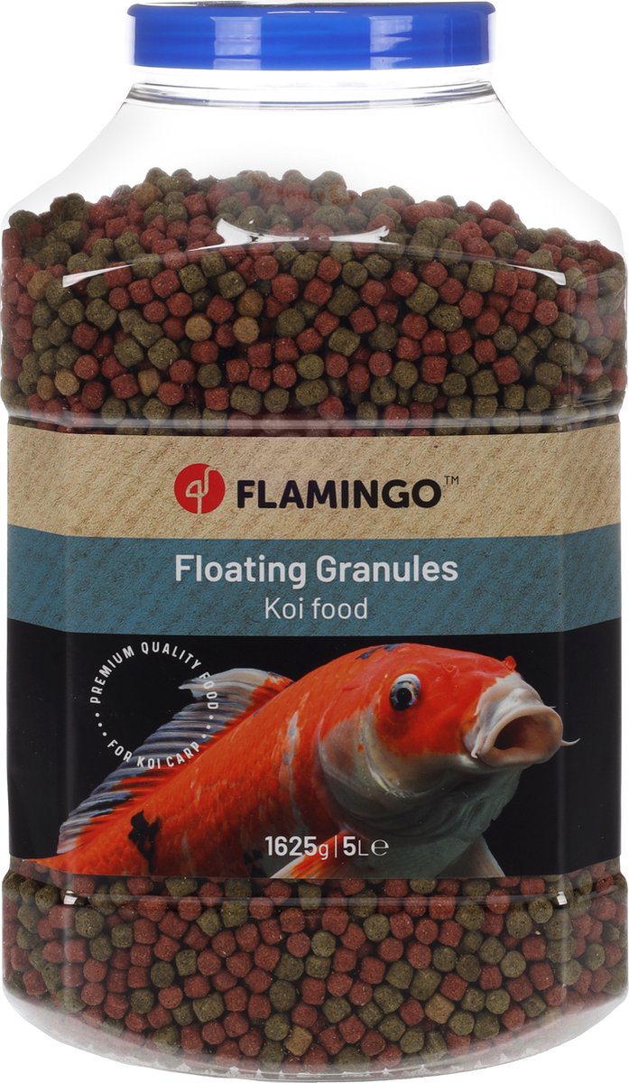 Flamingo Vissen voer – vissenvoer – vijvervoer – koivoer – koi voer – steurvoer 6mm – 5l – mix rood groen