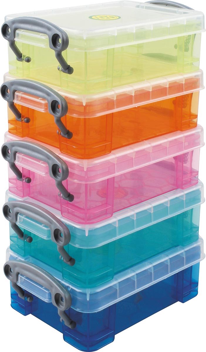 Really Useful Box Es opbergdoos set van 5 x 0.2 liter assorti kleuren